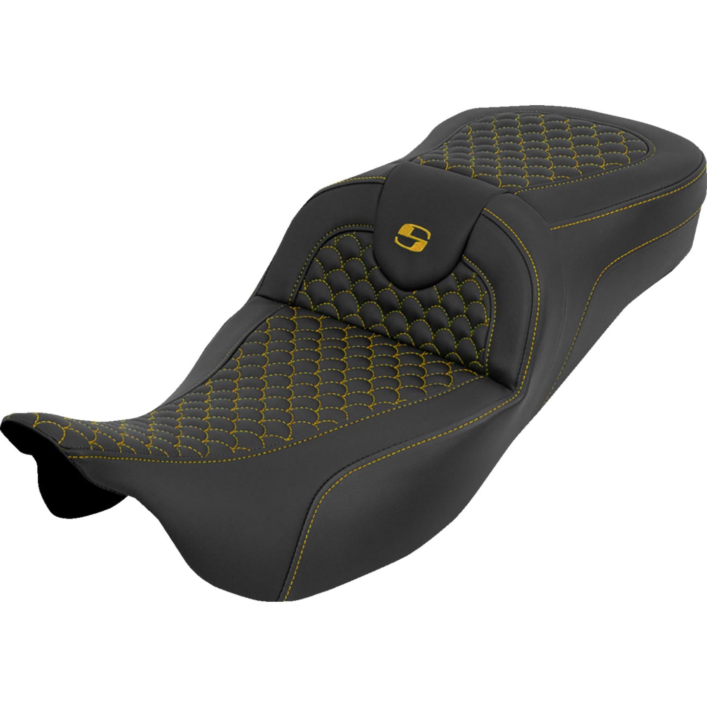 Saddlemen Seat - Dragon Scale w/o Backrest - Gold Stitch for FLH/FLT '08-'25 [MPN: 808-07B-20907]_2051493