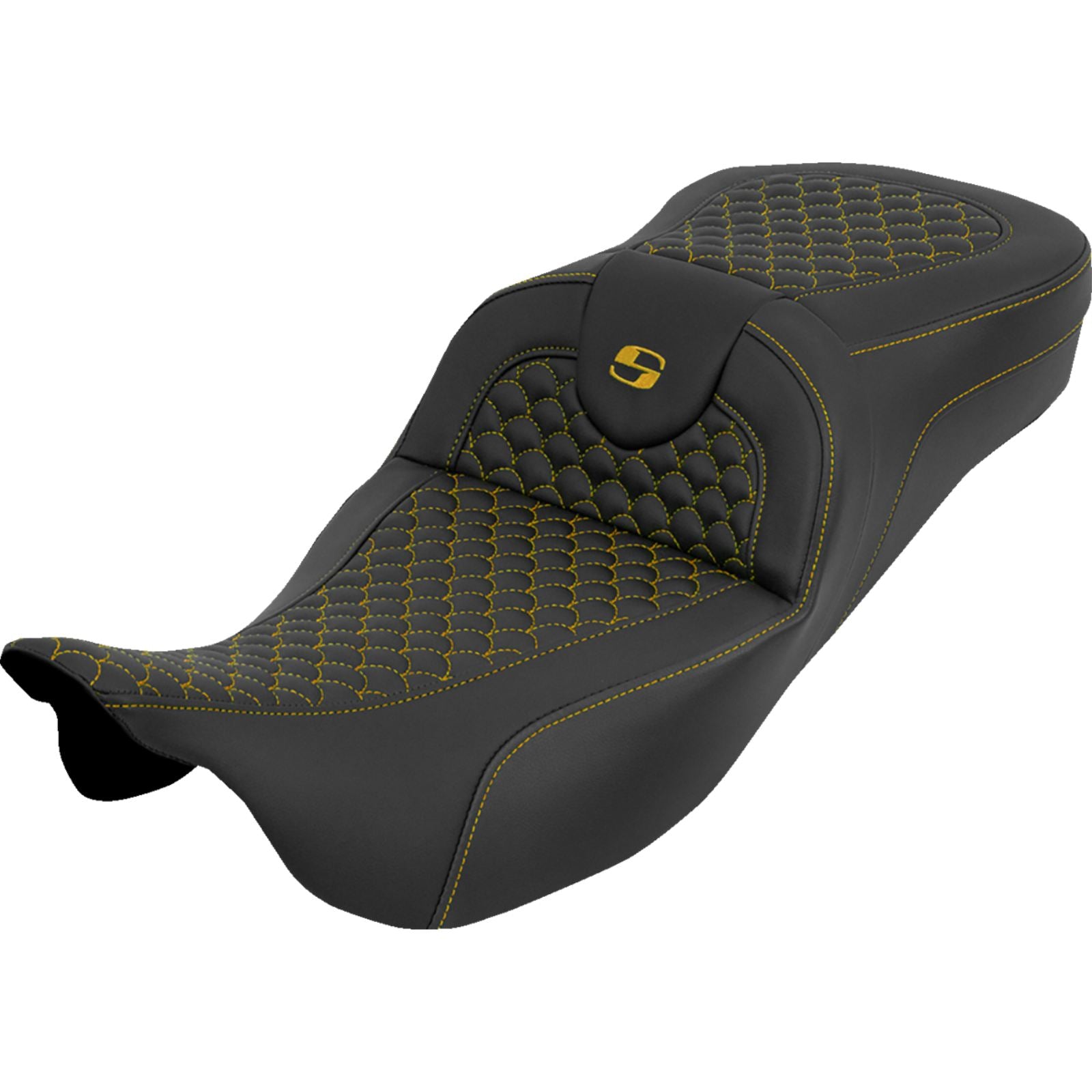 Saddlemen Seat - Dragon Scale w/o Backrest - Gold Stitch for FLH/FLT '08-'25 [MPN: 808-07B-20907]_2051493