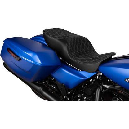 Drag Specialties Freedom Seat Vinyl Double Diamond Silver Stitch for FLRT/FLTRT '15-'25 [MPN: 0801-2335]_2051466