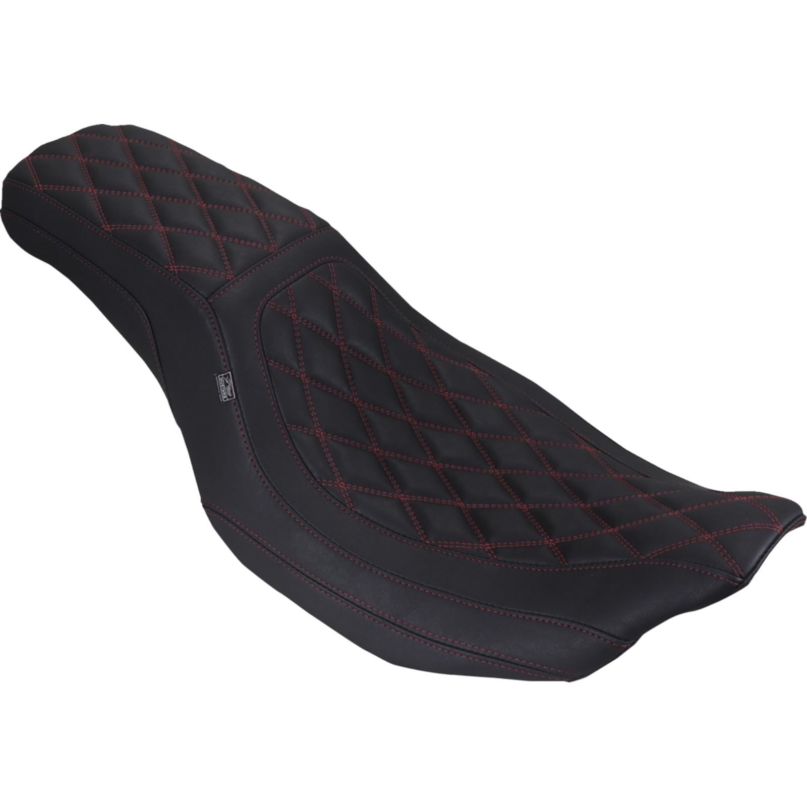 Mustang Motorcycle Products Low Squareback Seat - Double Diamond - Dark Cherry Stitch fits FLH/FLT [MPN: 88514 DC]_2069650