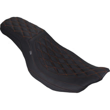 Mustang Motorcycle Products Low Squareback Seat - Double Diamond - Mandarin Orange Stitch fits FLH/FLT [MPN: 88514 MO]_2069633