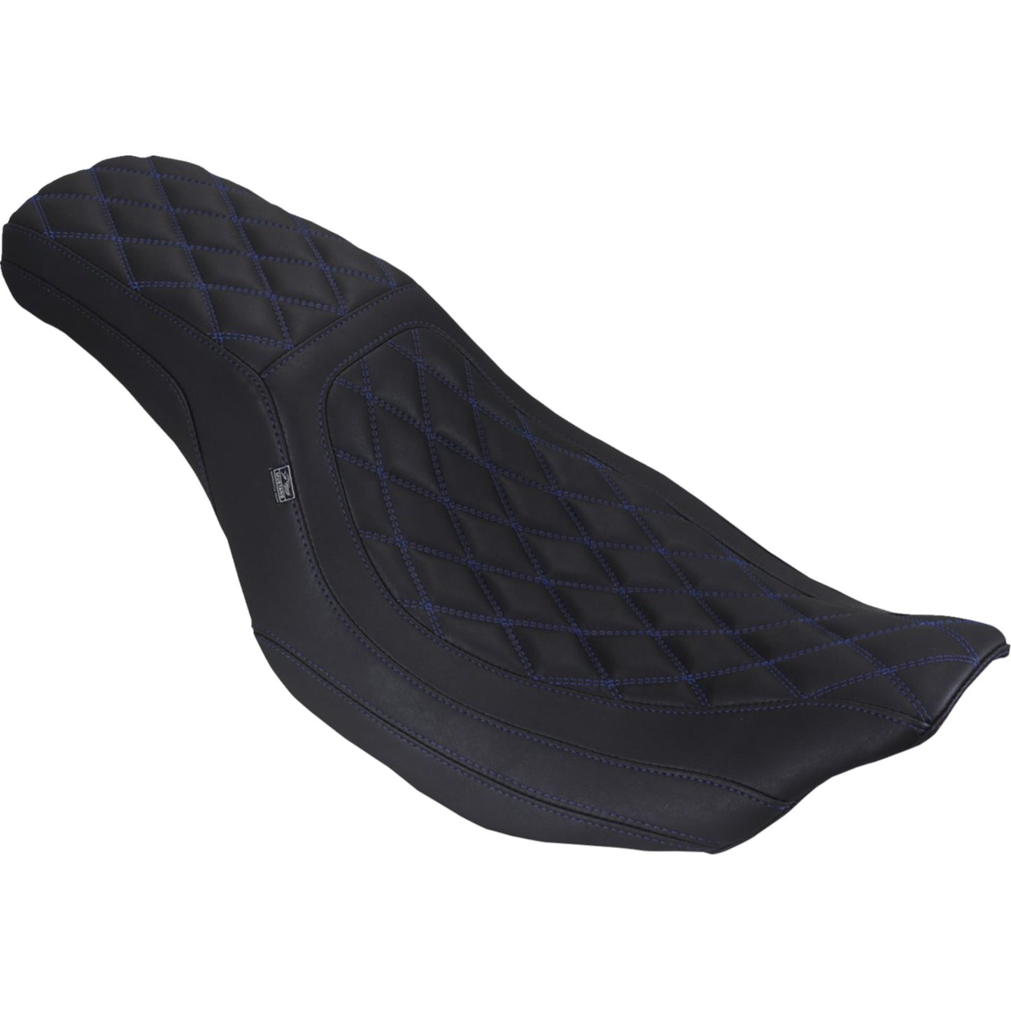 Mustang Motorcycle Products Low Squareback Seat - Double Diamond - Sky Blue Stitch fits FLH/FLT [MPN: 88514 SB]_2069610