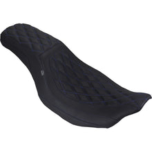 Mustang Motorcycle Products Low Squareback Seat - Double Diamond - Sky Blue Stitch fits FLH/FLT [MPN: 88514 SB]_2069610