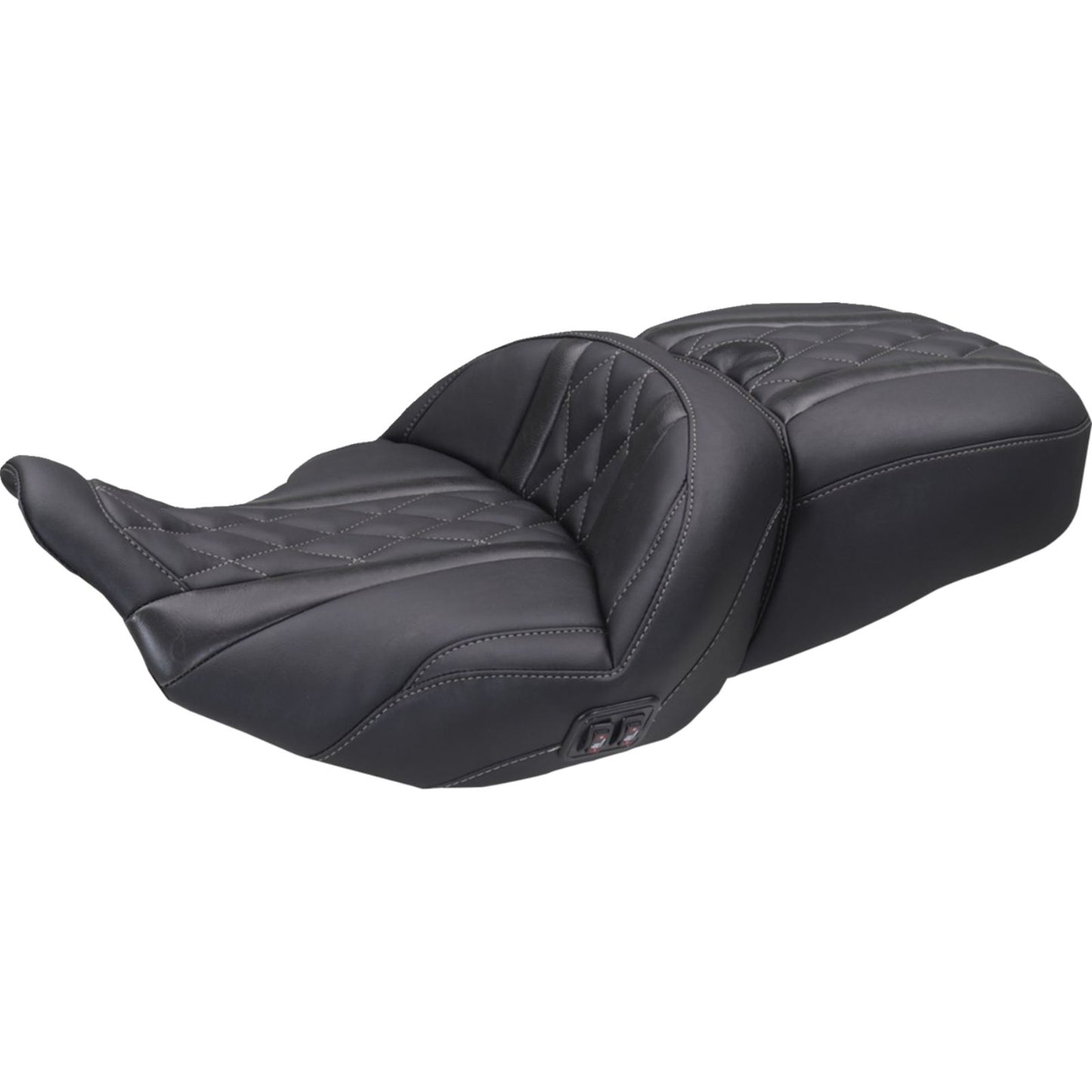 Mustang Motorcycle Products Heated Super Touring One Piece 2-Up Seat - Diamond for FLT/FLH '23-'25 [MPN: 89410GM]_2069586