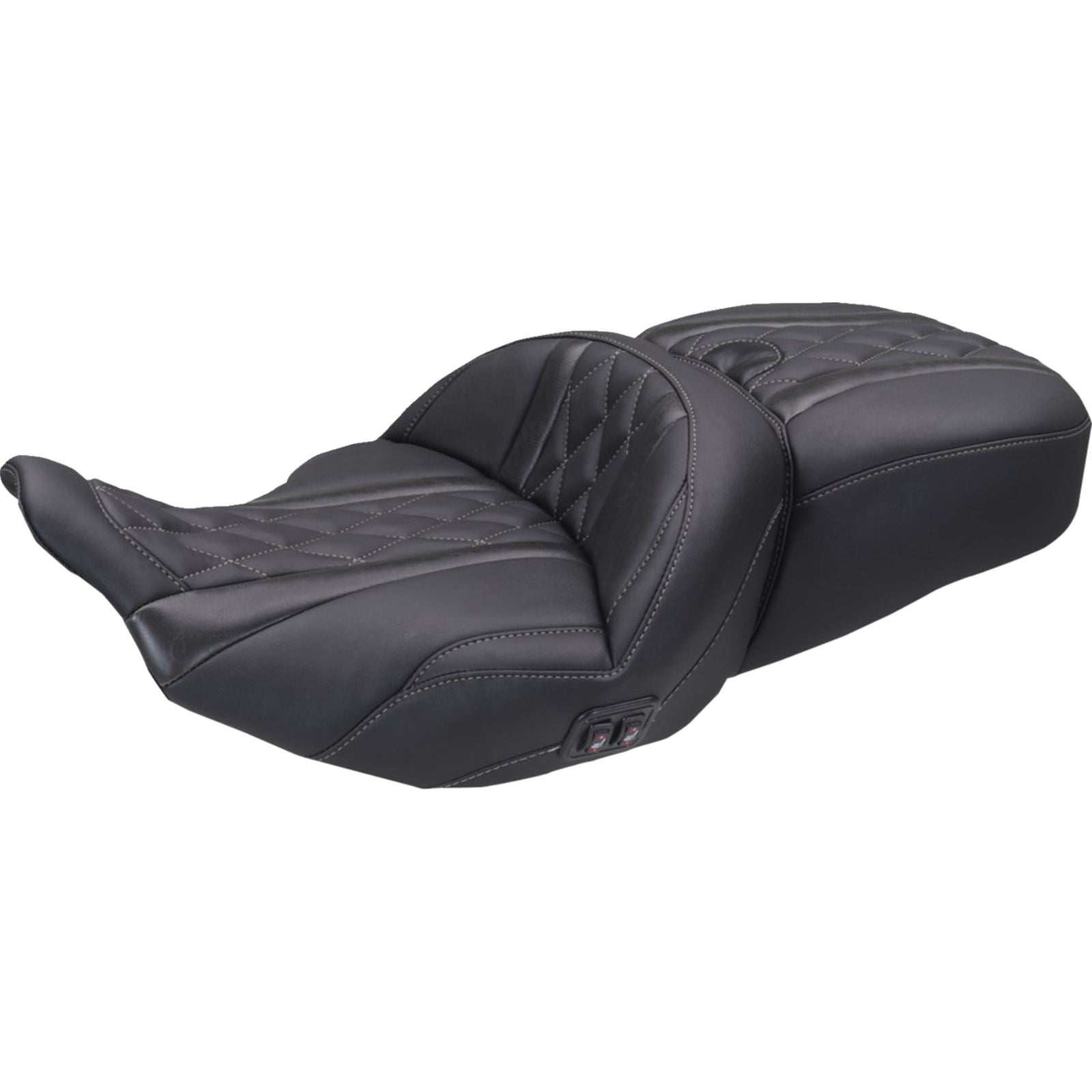 Mustang Motorcycle Products Heated Super Touring One Piece 2-Up Seat - Diamond for FLT/FLH '23-'25 [MPN: 89410GM]_2069586