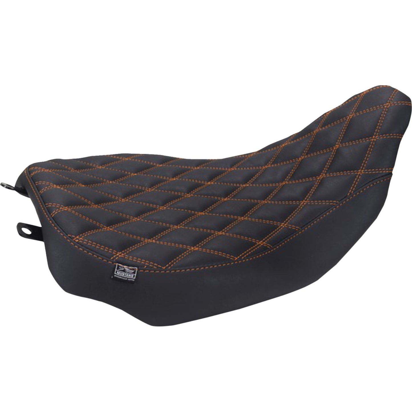 Mustang Motorcycle Products Runaround™ Solo Seat - Double Diamond - Mandarin Orange Stitch fits FLT/FLH [MPN: 88020MO]_2069687