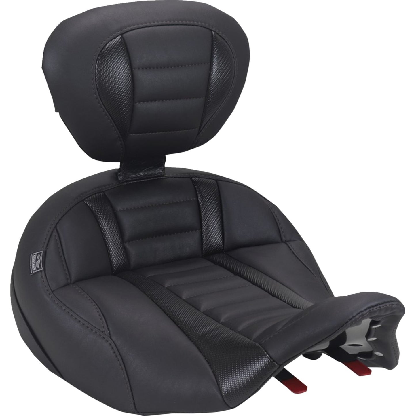 Mustang Motorcycle Products Deluxe Touring Solo Seat with Driver's Backrest - Black Stitch fits FLH/FLT [MPN: 89406]_2069592