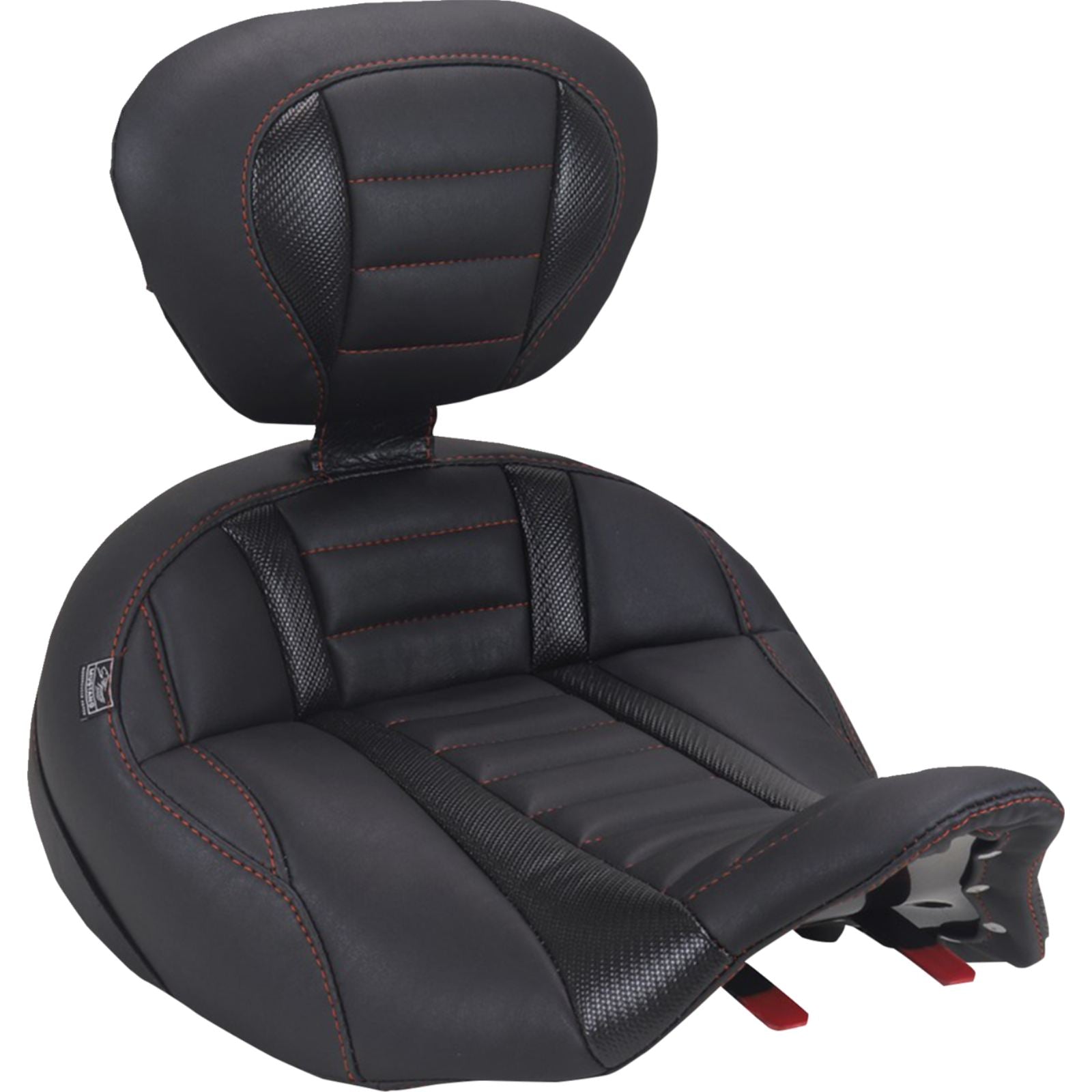 Mustang Motorcycle Products Deluxe Touring Solo Seat with Driver's Backrest - American Beauty Stitch fits FLH/FLT [MPN: 89406AB]_2069581