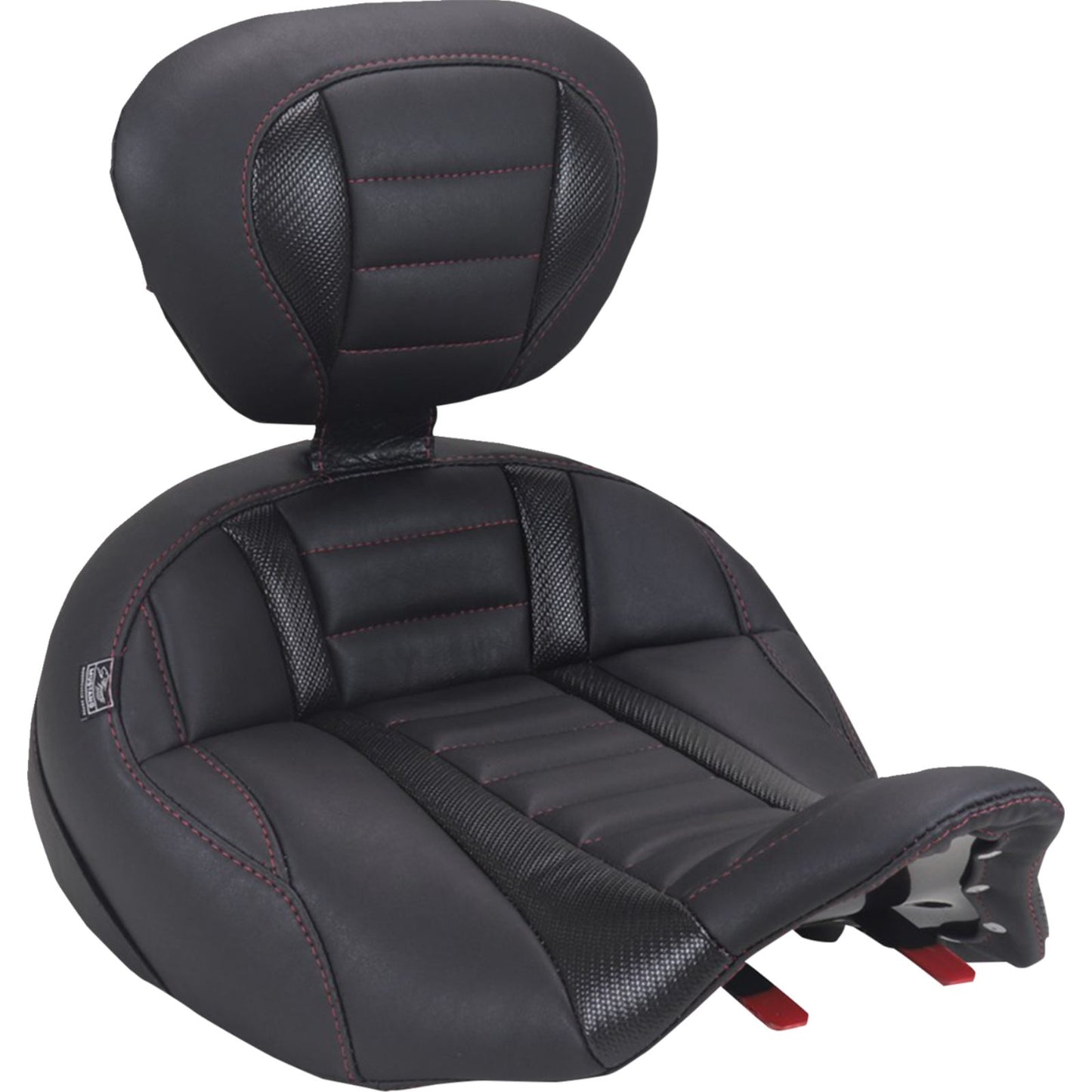 Mustang Motorcycle Products Deluxe Touring Solo Seat with Driver's Backrest - Dark Cherry Stitch fits FLH/FLT  [MPN: 89406DC]_2069615