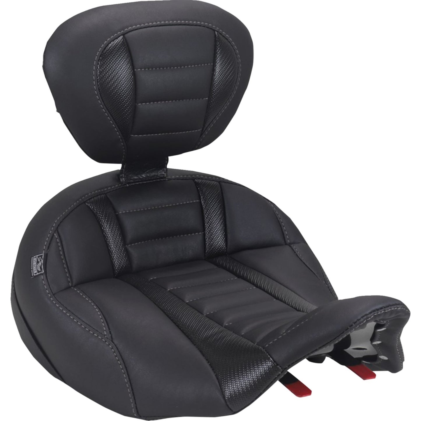 Mustang Motorcycle Products Deluxe Touring Solo Seat with Driver's Backrest - Gun Metal Gray Stitch fits FLH/FLT [MPN: 89406GM]_2069678