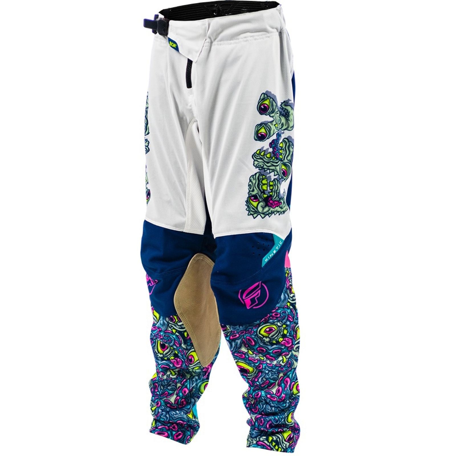 FLY Racing Youth Kinetic Mutant Mesh Pants - White/Blue/Multi_2086030