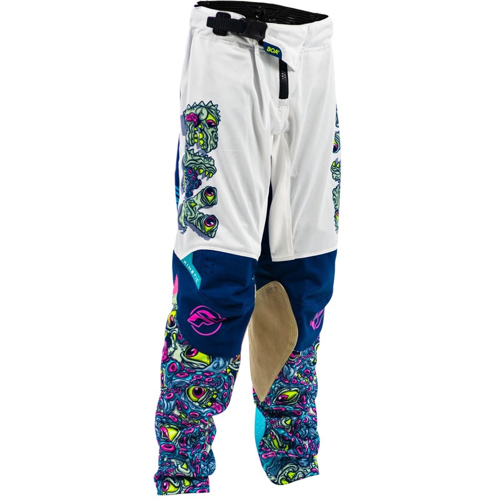 FLY Racing Youth Kinetic Mutant Mesh Pants - White/Blue/Multi_2086028