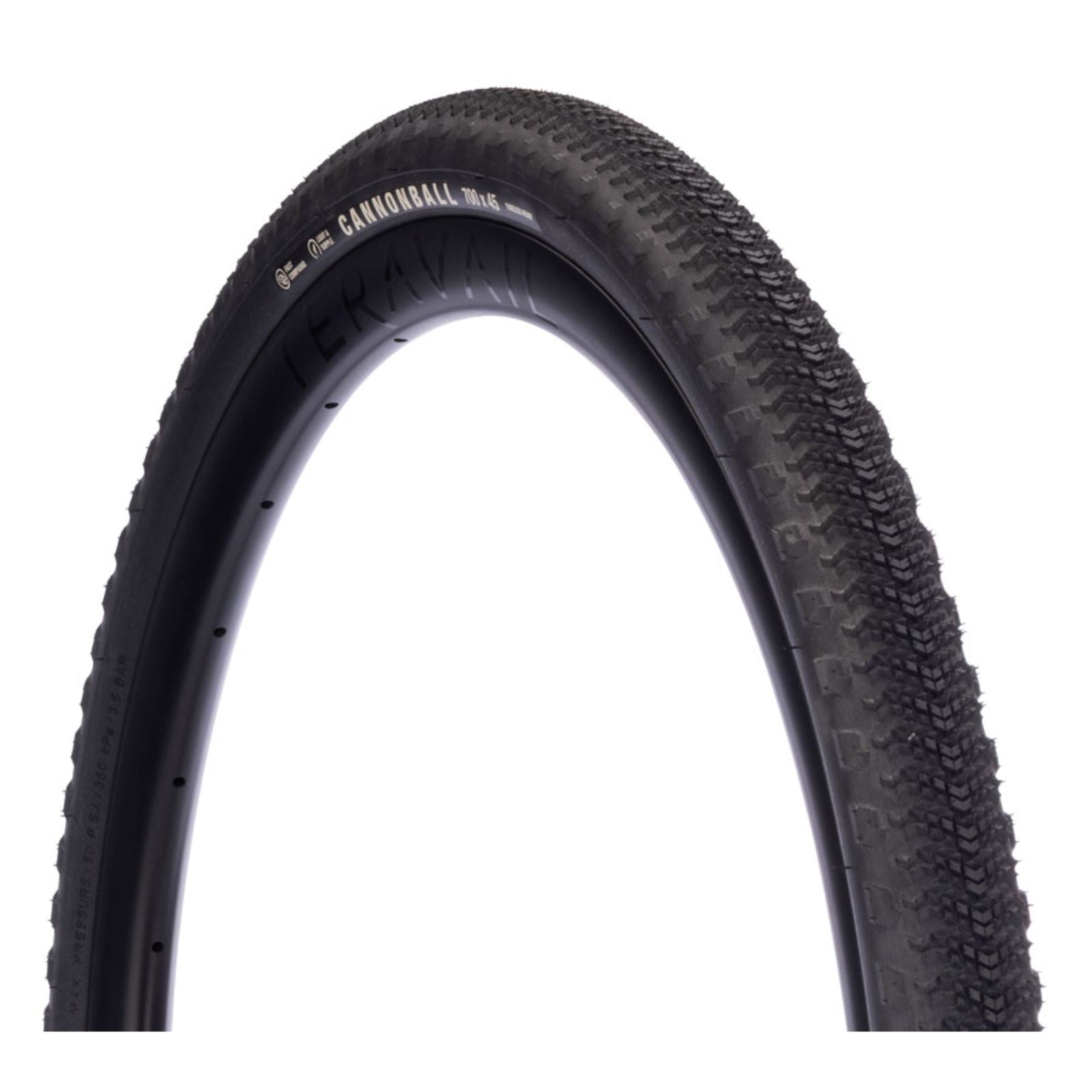 Teravail Cannonball Tire - 700 x 45, Tubeless, Folding, Black, Durable [MPN: 19-000785]_2094144