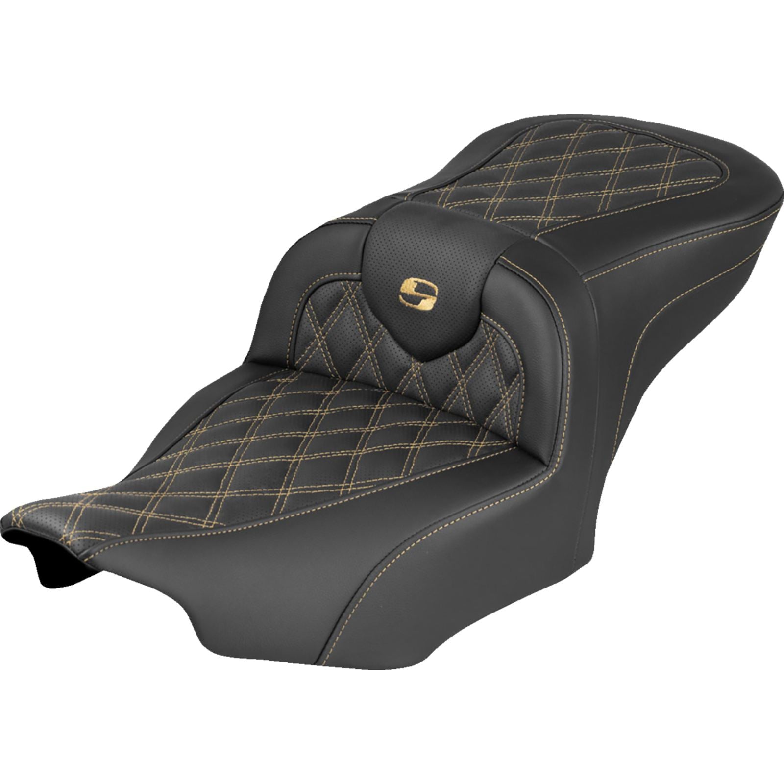 Saddlemen RoadSofa™ Seat - Lattice Stitch - Gold Stitch for FLH/FLT '23-'25 [MPN: 823-07-18207]_2097771