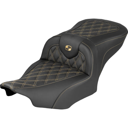 Saddlemen RoadSofa™ Seat - Lattice Stitch - Gold Stitch for FLH/FLT '23-'25 [MPN: 823-07-18207]_2097771