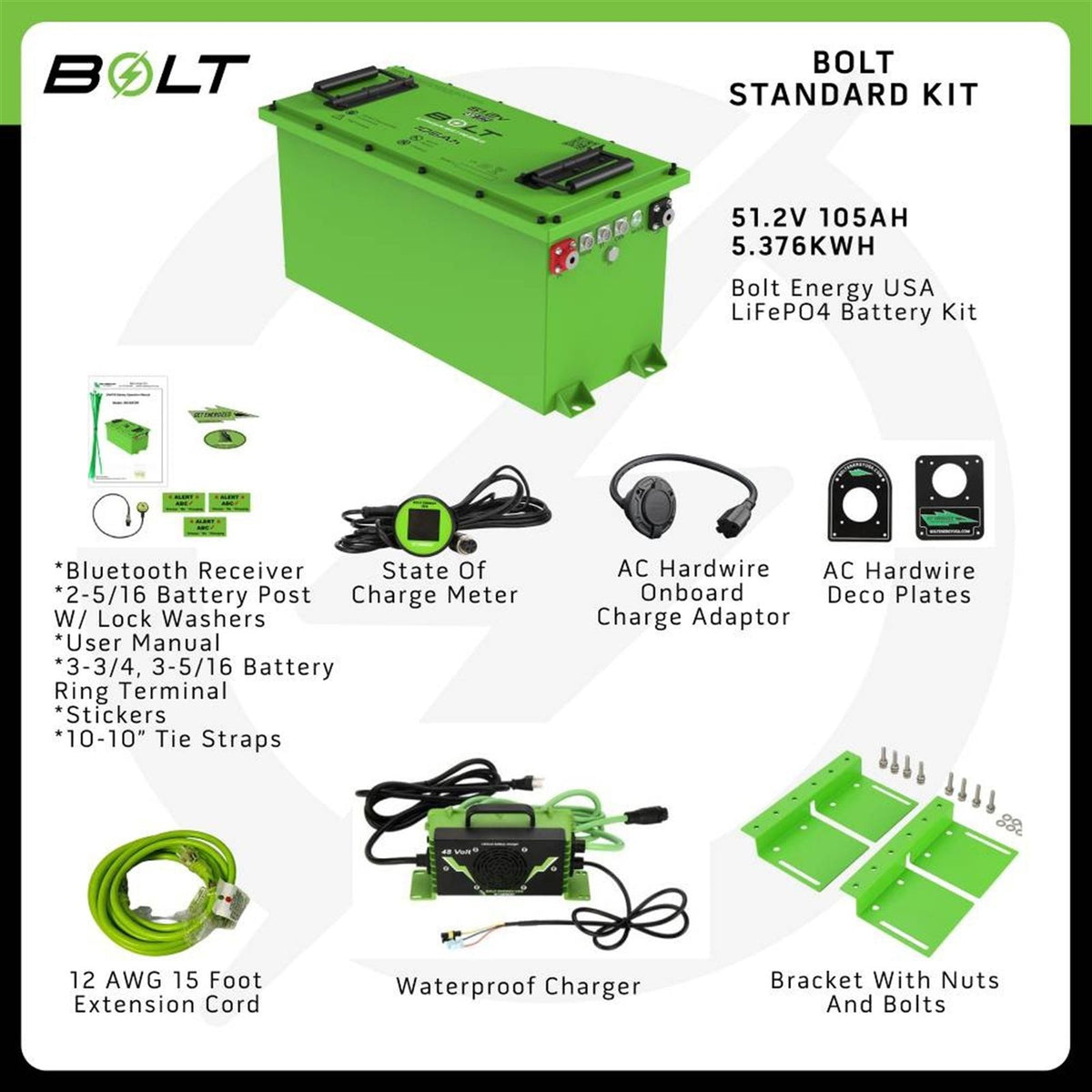 Bolt Energy USA 51V-105AH Battery - Thin - Heated - Standard Accessory Kit [MPN: 33-115]_2758986