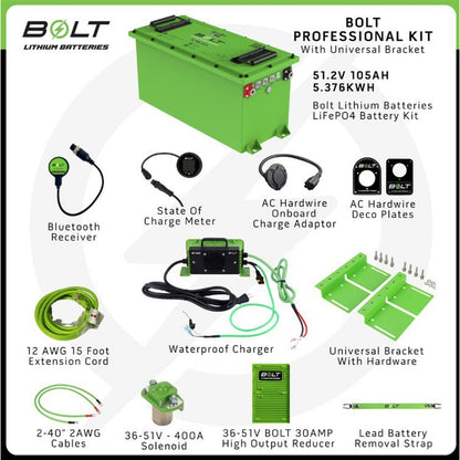Bolt Energy USA 51V 105AH Battery - Thin - Heated - Pro Accessory Kit fits Navitas/EZGO/Evolution/Bad Boy [MPN: 33-116]_2759113