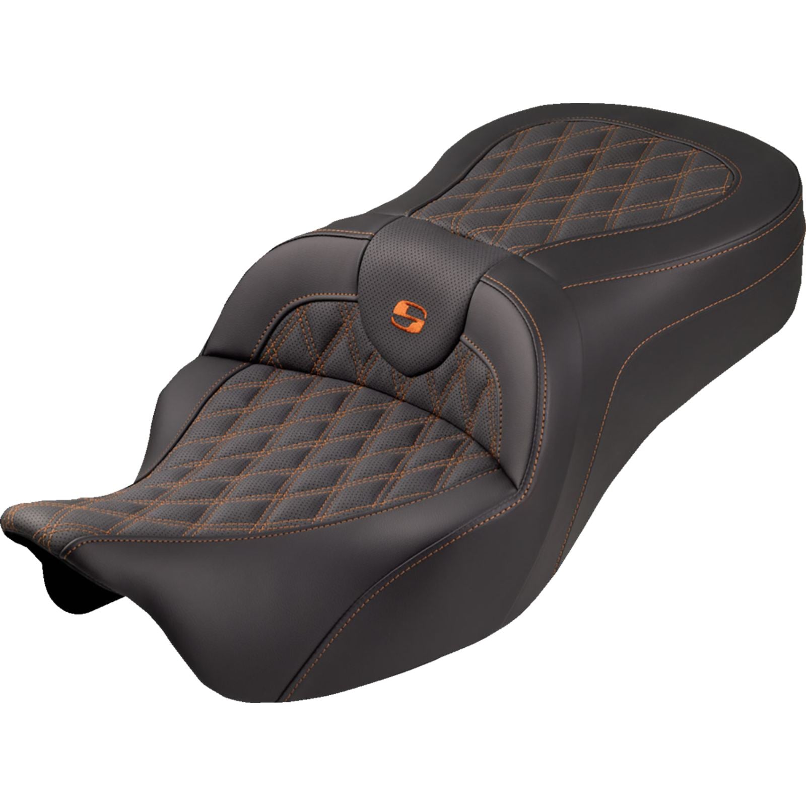 Saddlemen Roadsofa™ King Seat - Lattice/Orange Stitch - FLH/FLT '08-'25 [MPN: 808-07B-182S03]_2103820