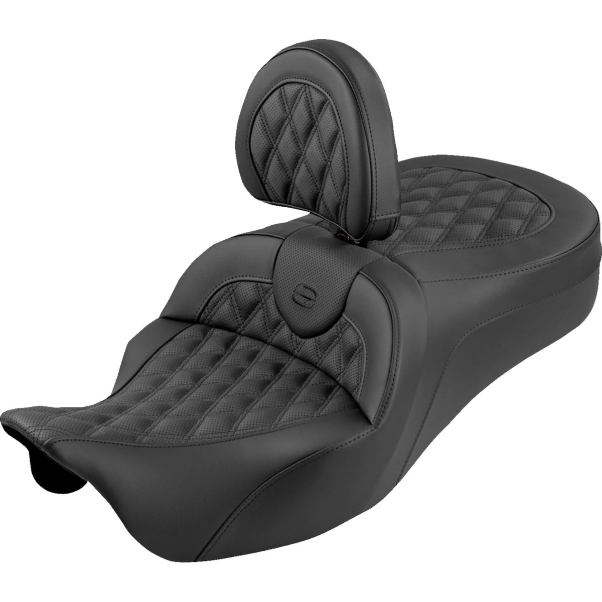 Saddlemen Roadsofa™ King Seat W/Backrest Lattice Black Stitch FLH/FLT 08-25 [MPN: 808-07B-182SB0]_2103640