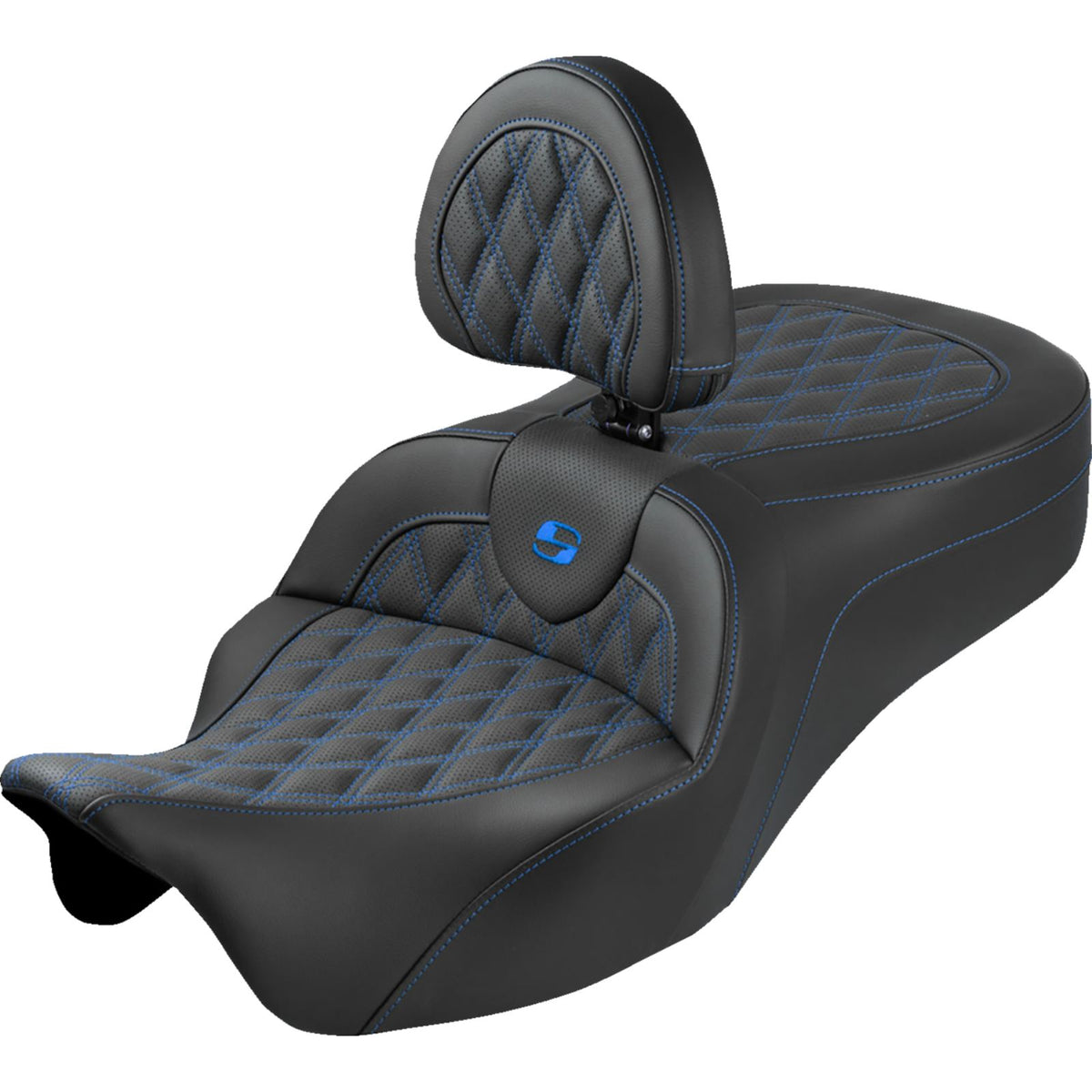 Saddlemen Roadsofa™ King Seat - Lattice Stitch Blue Stitch FLH/FLT '08-'25 [MPN: 808-07B-182SB1]_2103755