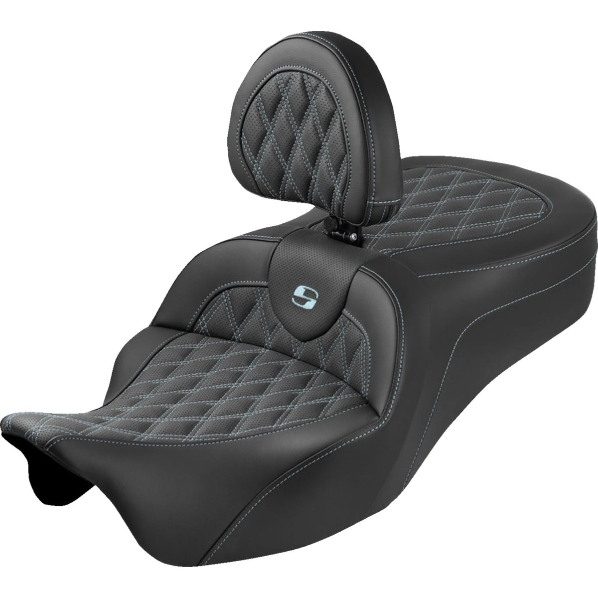 Saddlemen Roadsofa™King Seat W/Backrest Lattice Silver Stitch FLH/FLT 08-25 [MPN: 808-07B-182SB5]_2103662