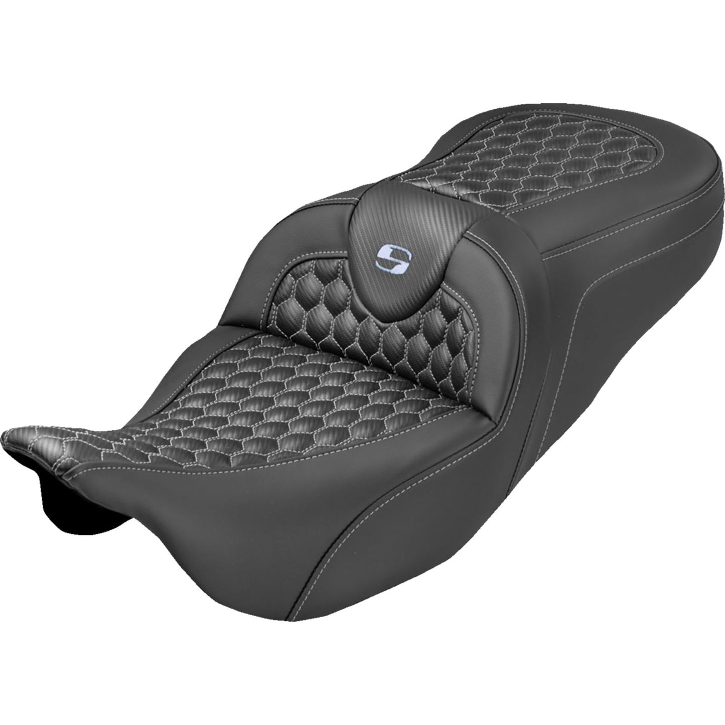 Saddlemen Roadsofa™ Seat - Honeycomb/Silver Stitch - FLH/FLT '08-'25 [MPN: 808-07B-18905]_2103752