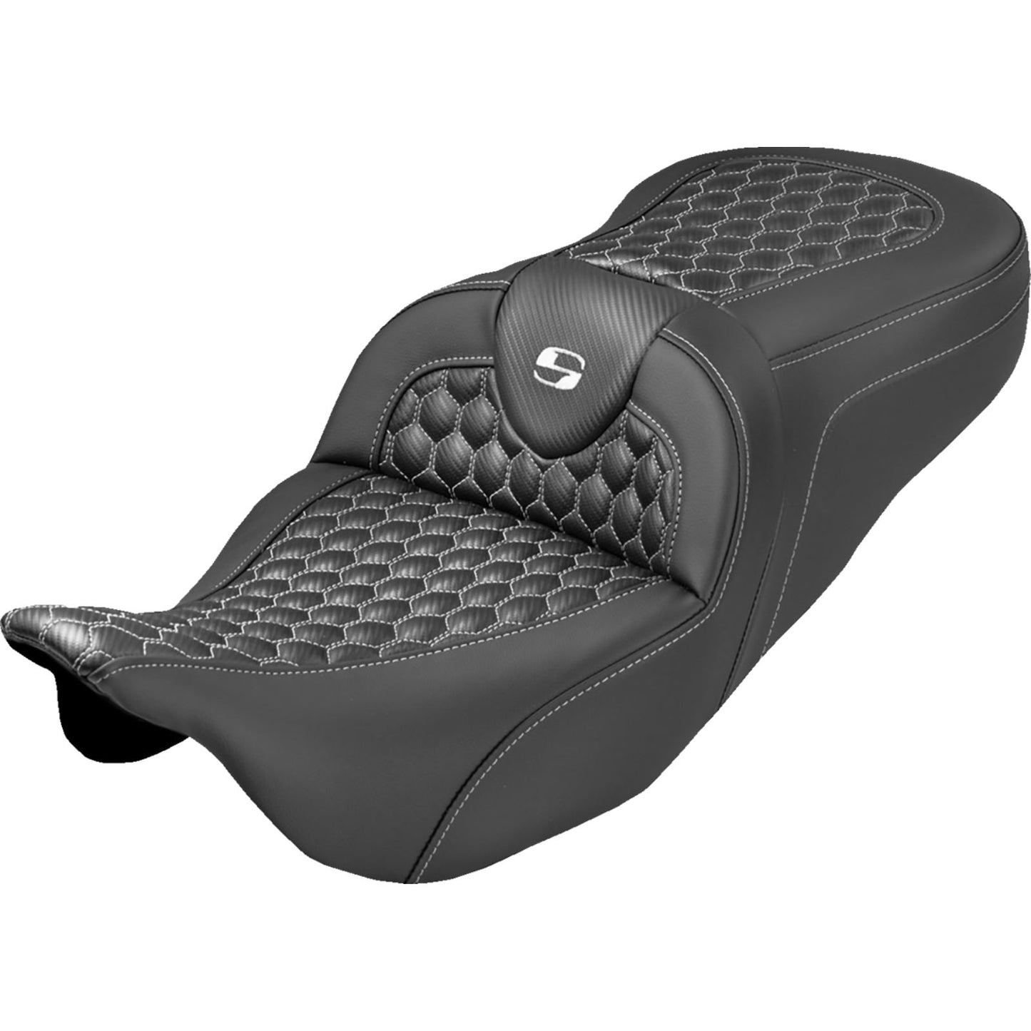 Saddlemen Roadsofa™ Seat - Honeycomb White Stitch for FLH/FLT '08-'25 [MPN: 808-07B-18906]_2103885