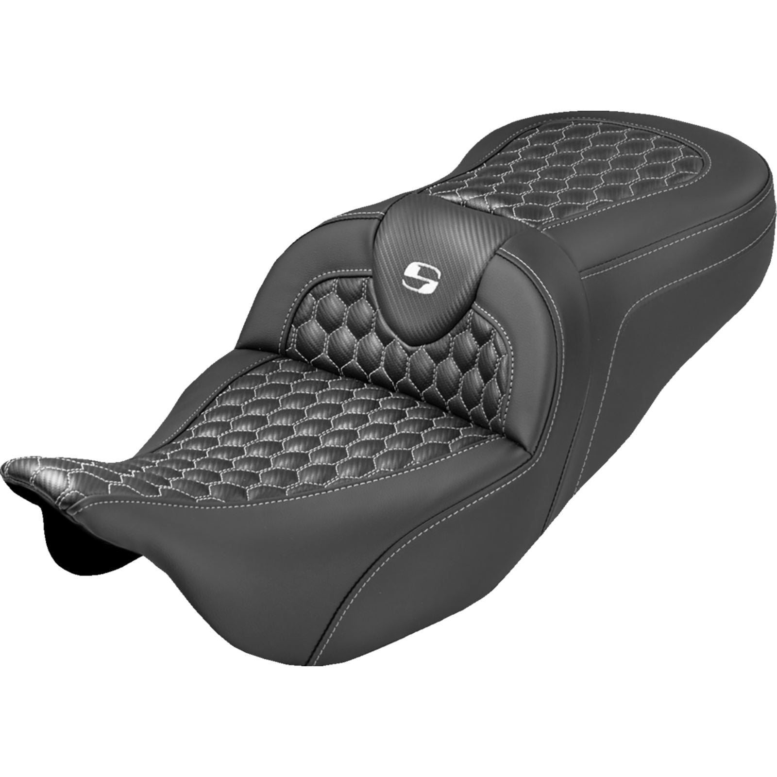 Saddlemen Extended Reach RoadSofa™ Seat - White Stitch for FLH/FLT '08-'25 [MPN: 808-07B-19006]_2103863
