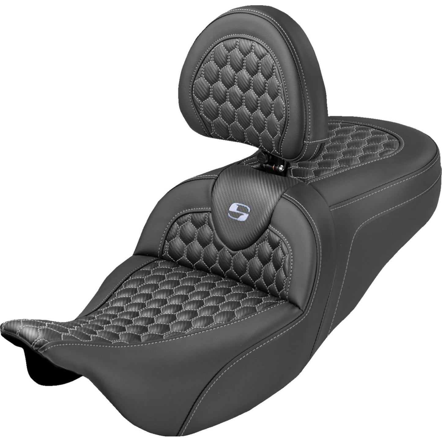 Saddlemen Extended Reach RoadSofa Seat Honeycomb/Silver Stitch FLH/FLT 08-25 [MPN: 808-07B-190B5]_2103728