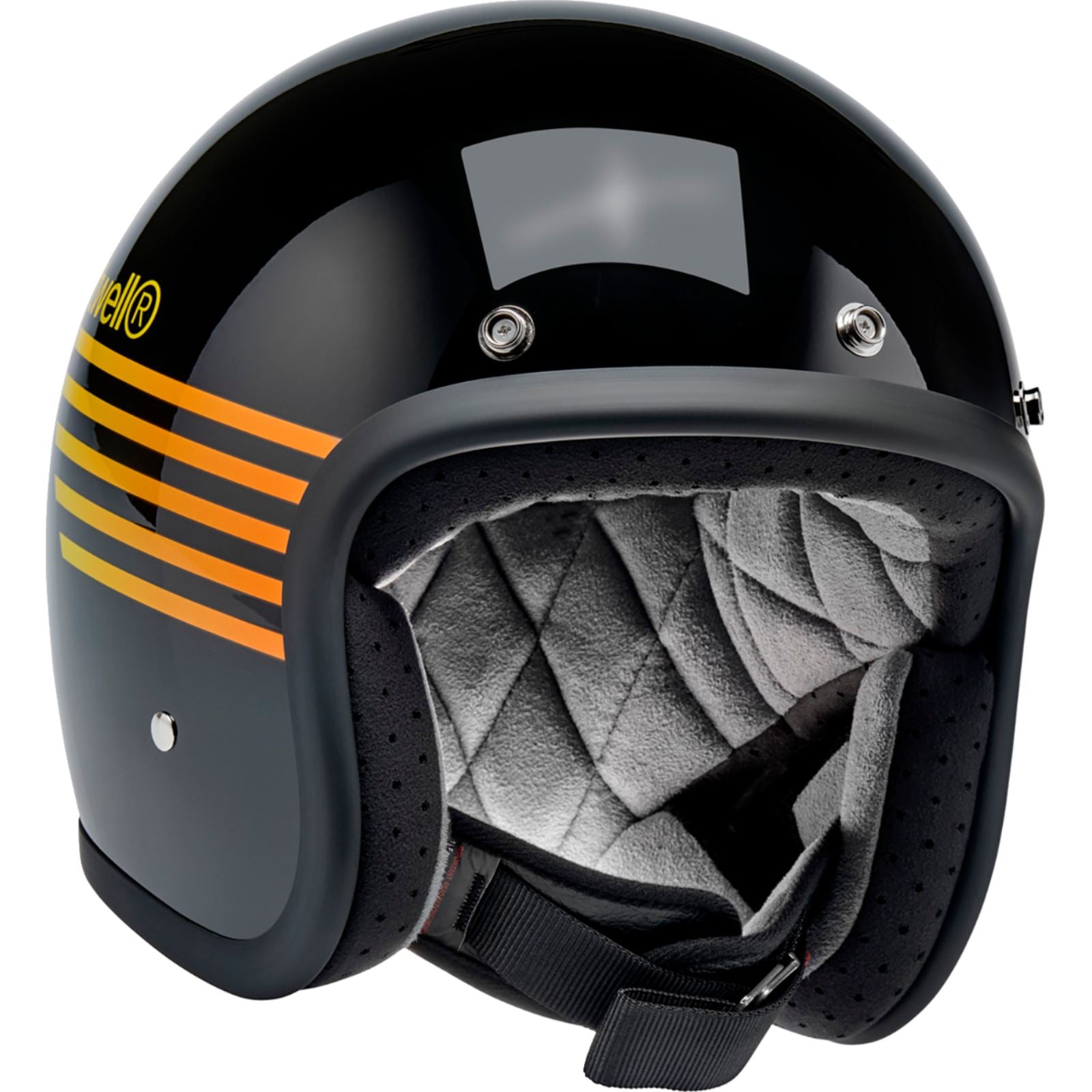 Biltwell Inc. Bonanza Helmet - Lightspeed - Gloss Black/Orange/Yellow_2113982