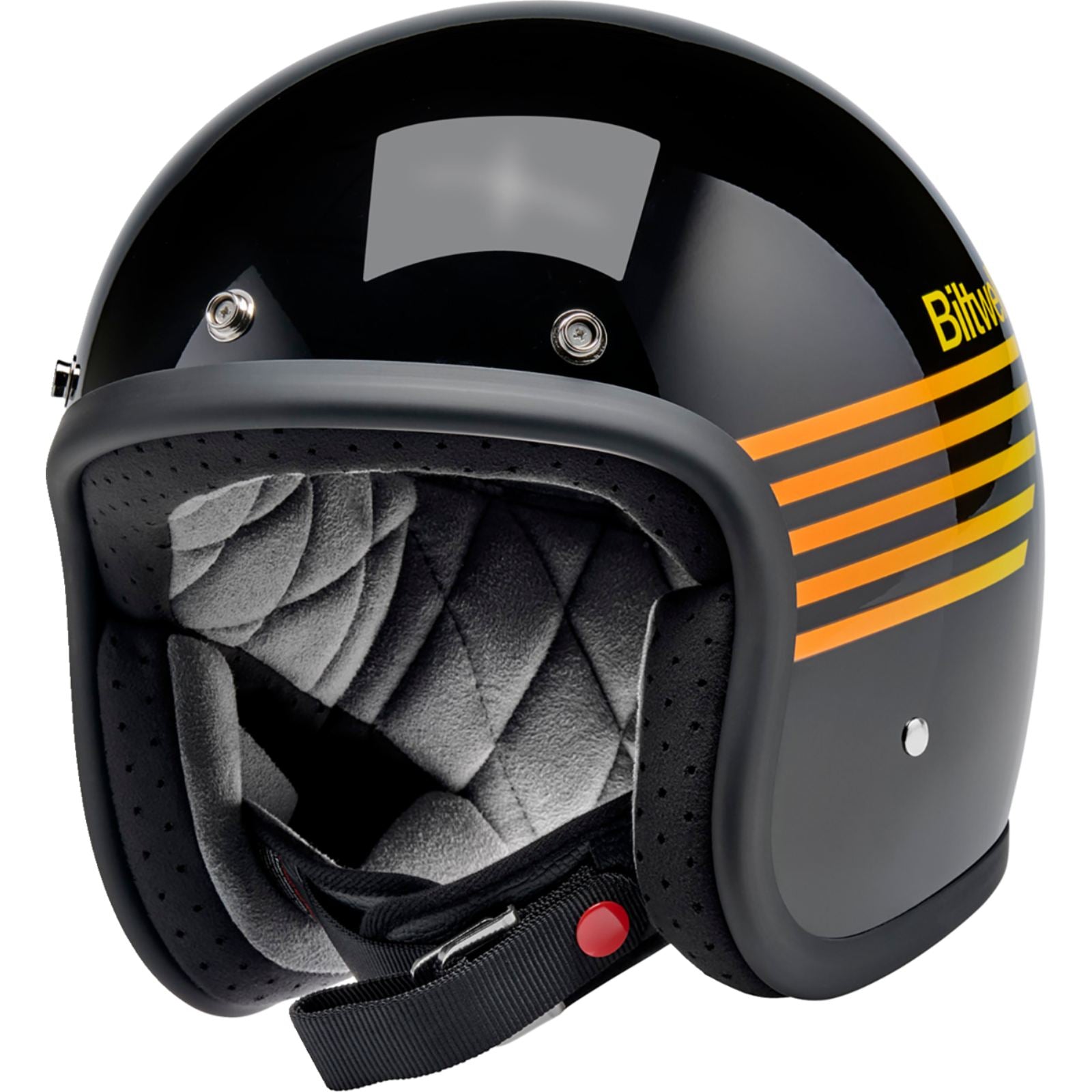 Biltwell Inc. Bonanza Helmet - Lightspeed - Gloss Black/Orange/Yellow_2114086