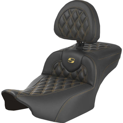 Saddlemen Extended Reach Roadsofa™ Seat - Gold Lattice Stitch FLH/FLT '23-'25 [MPN: 823-07-207B7]_2525859