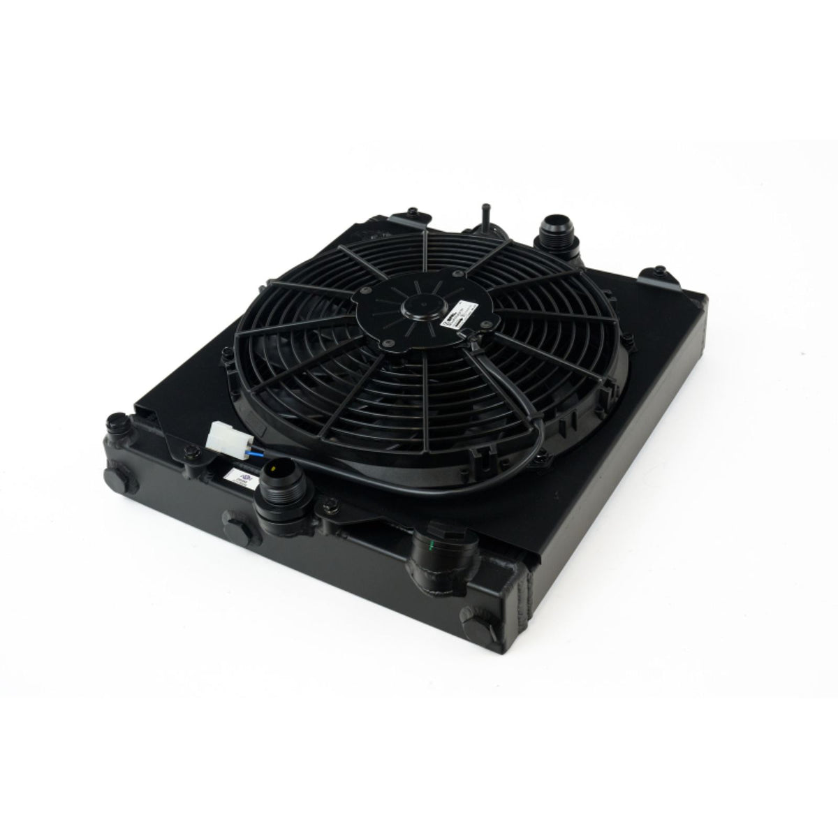 CSF Universal Half Radiator -16AN & Slip-On Fittings/12" SPAL Fan & Shroud [MPN: 2858XB]_2176752