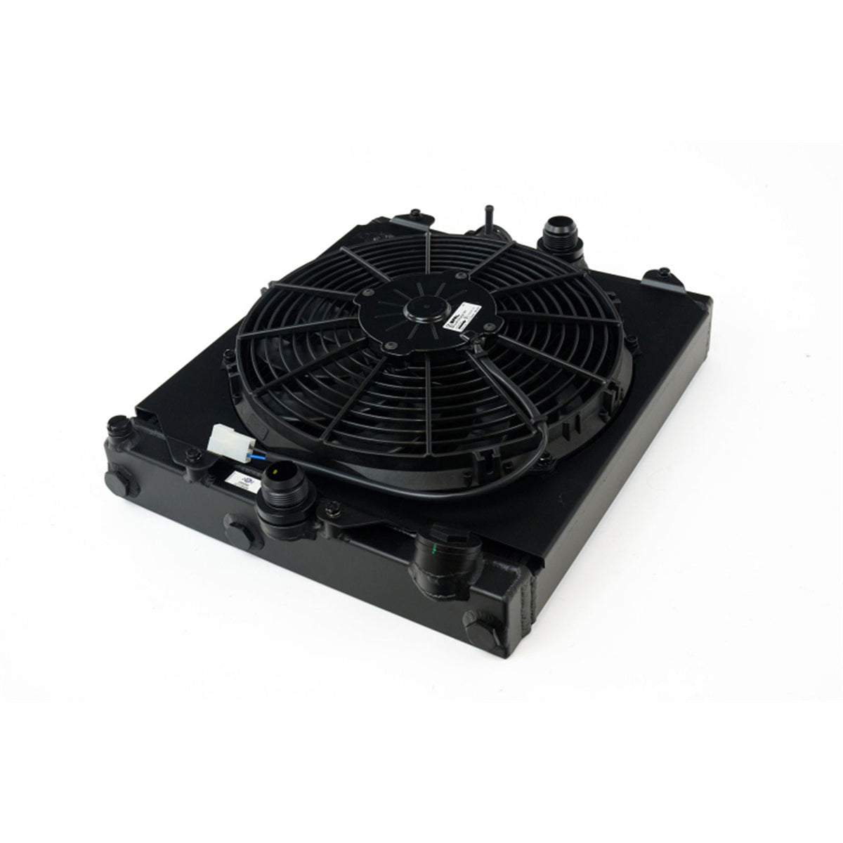 CSF Universal Half Radiator -16AN & Slip-On Fittings/12" SPAL Fan & Shroud [MPN: 2858XB]_2534845