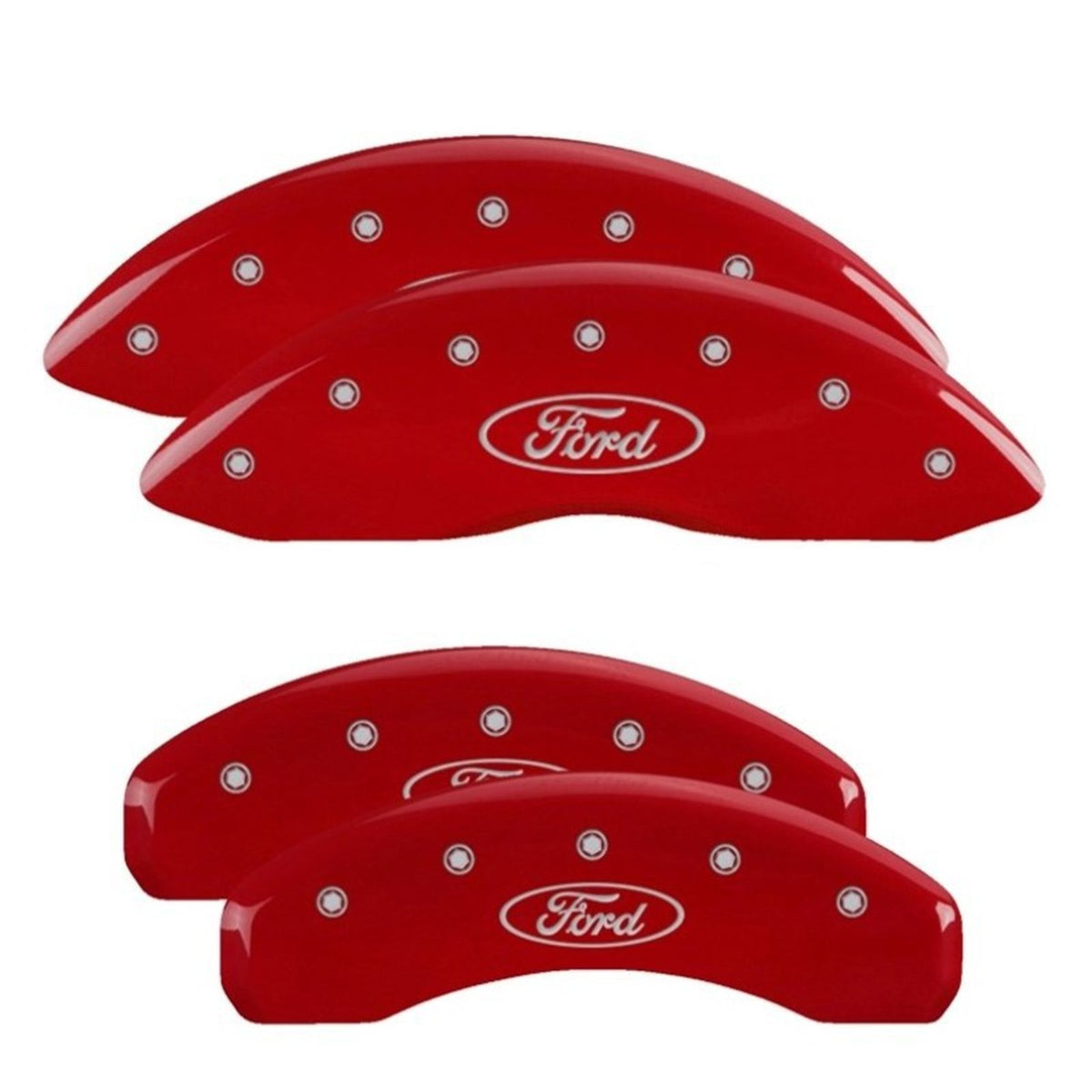 MGP Caliper Covers Front & Rear fits Ford Oval Logo ar 2021 Ford F-150 [MPN: 10256SFRDRD]_2342695