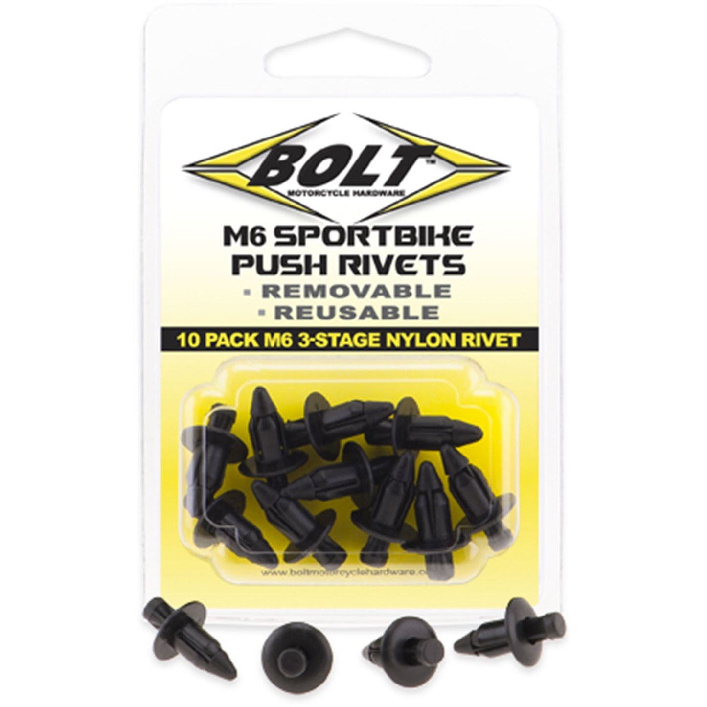 Bolt MC Hardware M6 Three Stage Push Rivet Kit - 10/Pack 2005-6SRIV_1002293