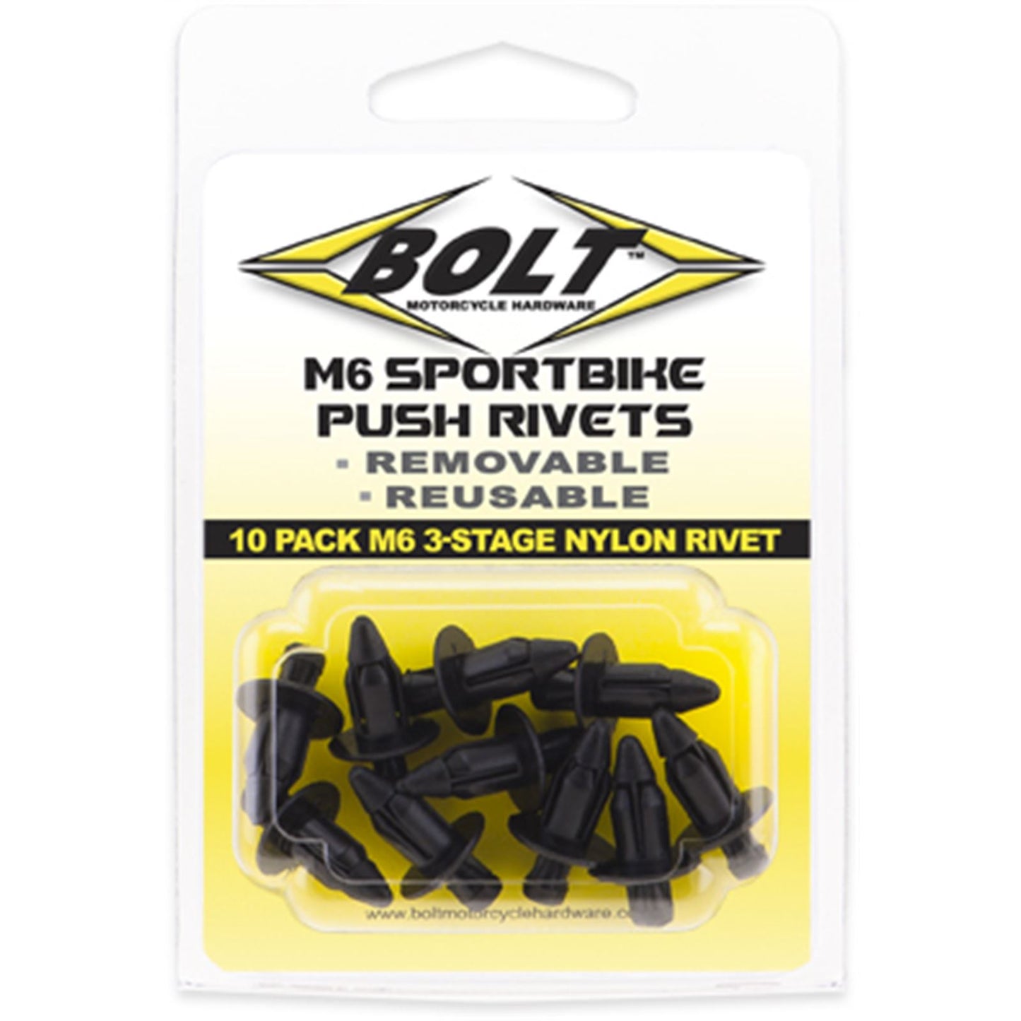 Bolt MC Hardware M6 Three Stage Push Rivet Kit - 10/Pack 2005-6SRIV_1002296