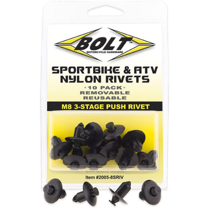 Bolt MC Hardware M8 Three Stage Push Rivet Kit - 10/Pack 2005-8SRIV_1002297