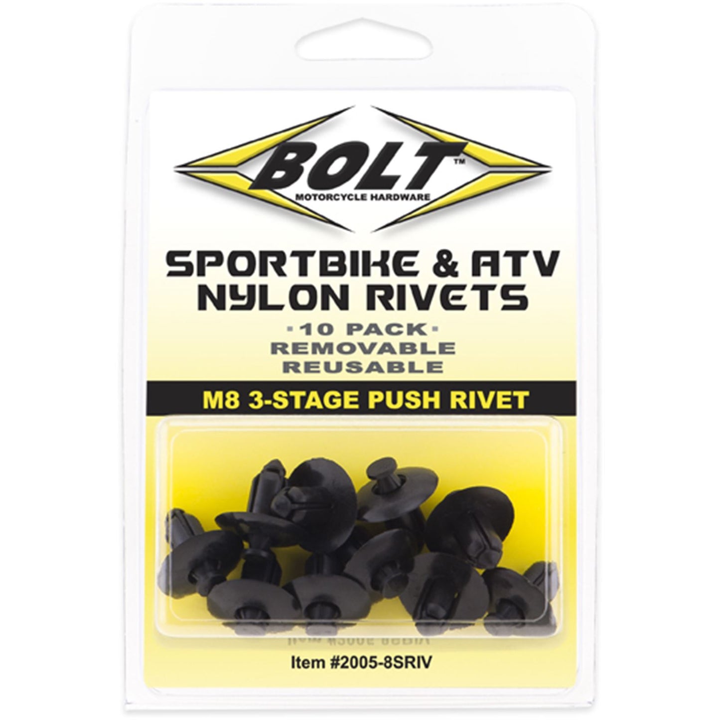 Bolt MC Hardware M8 Three Stage Push Rivet Kit - 10/Pack 2005-8SRIV_1002300