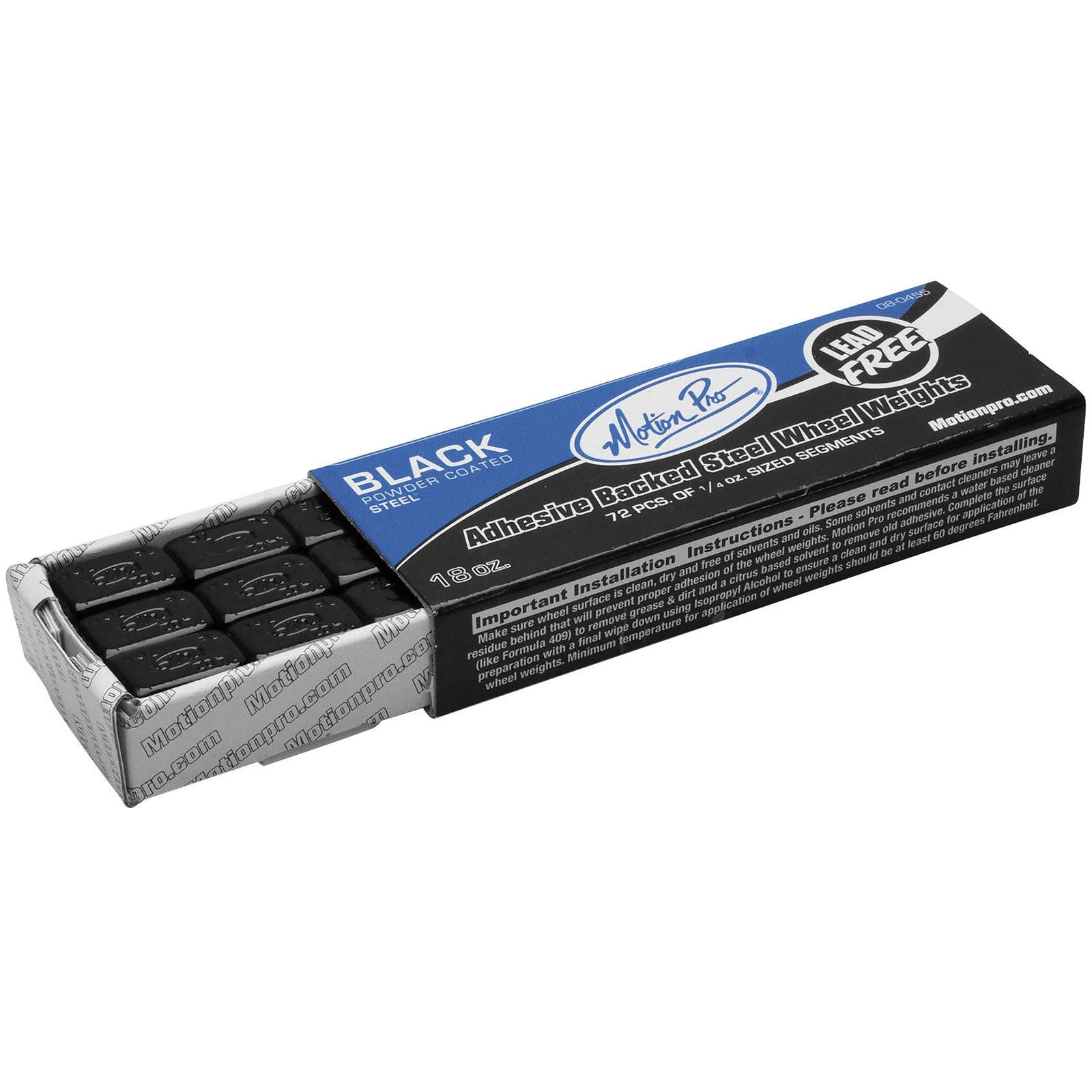 Motion Pro Wheel Weights - Steel - Black - 18oz Pack - 72-1/4oz Bars 08-0455_212622