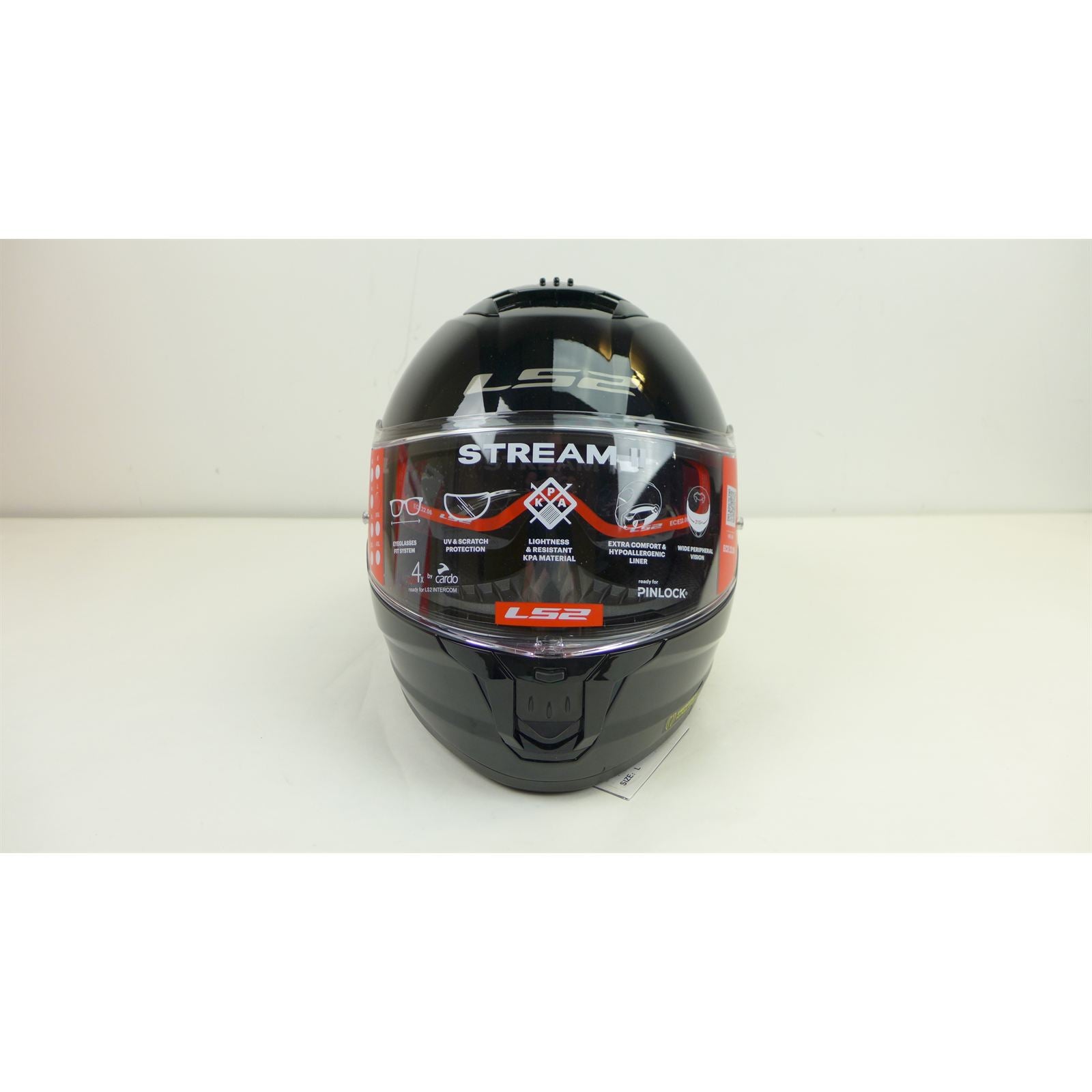 LS2 Stream II Solid Helmet with SunShield Gloss Black - Large OPEN BOX [MPN: 808-1004]_2354422
