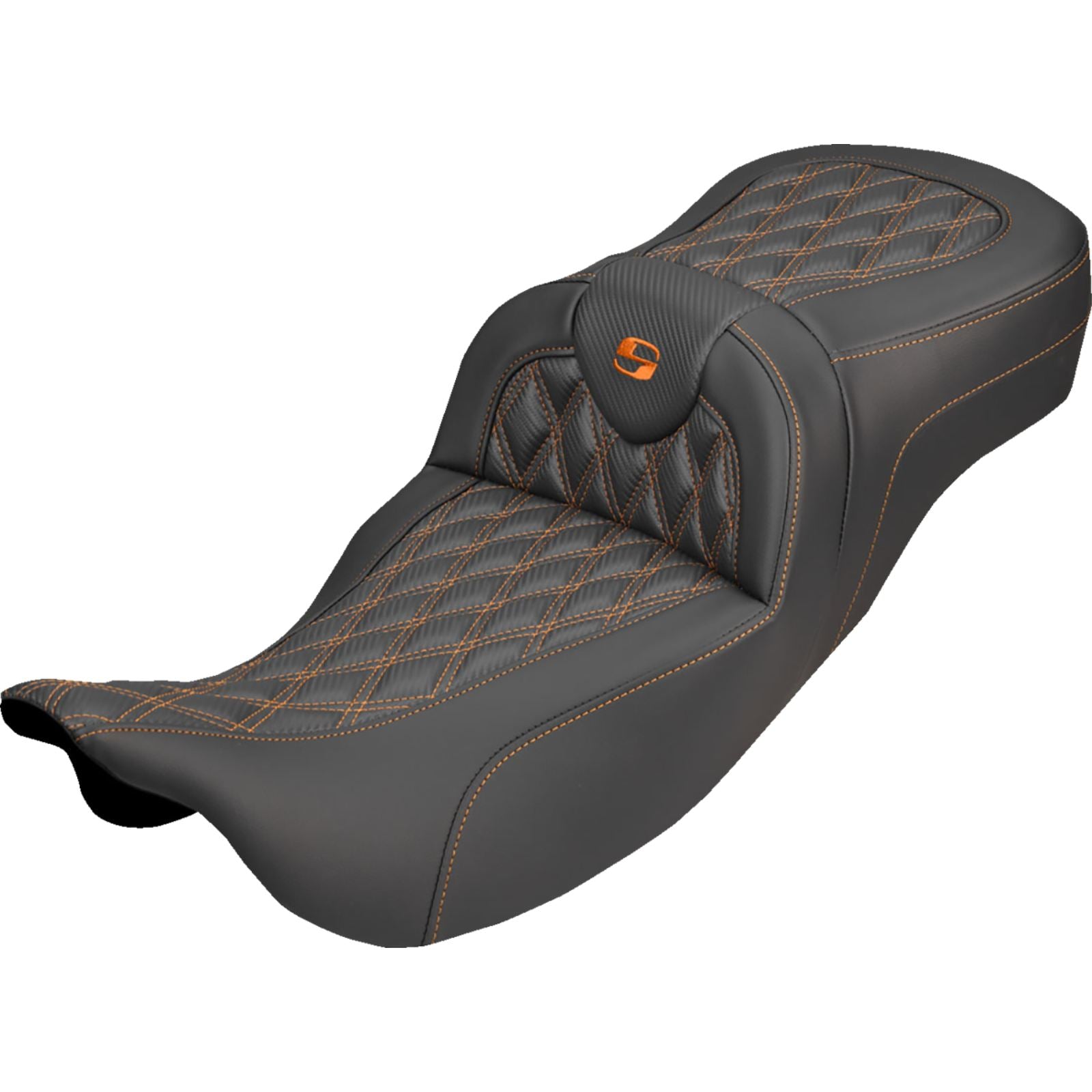 Saddlemen Extended Reach Roadsofa™ Seat - Lattice Orange Stitch - FL '08-'25 [MPN: 808-07B-20703]_2308003