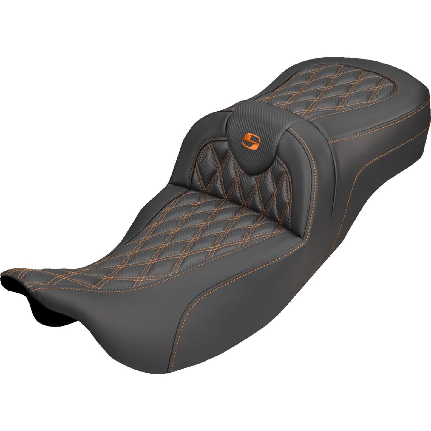 Saddlemen Extended Reach Roadsofa™ Seat - Lattice Orange Stitch - FL '08-'25 [MPN: 808-07B-20703]_2537661
