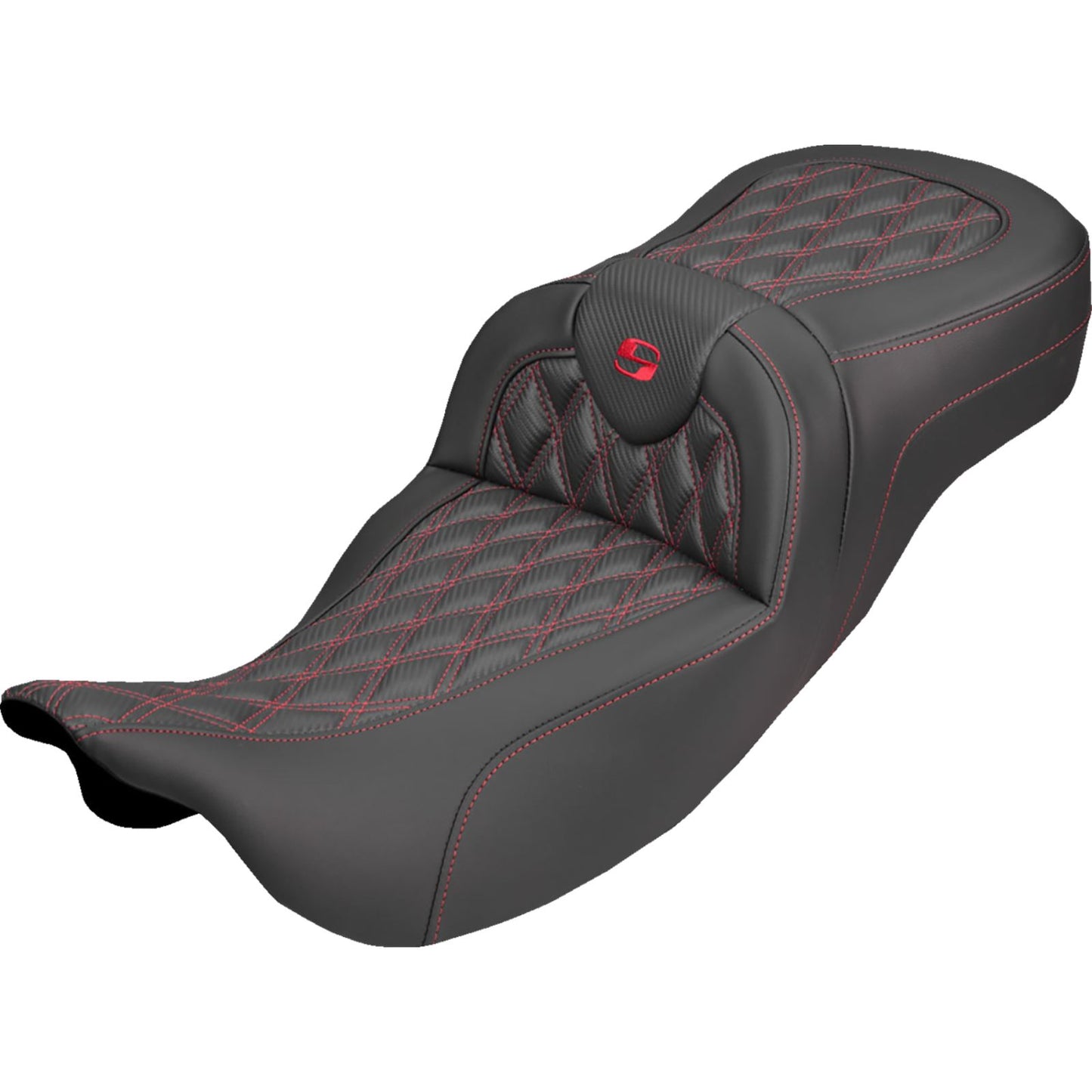 Saddlemen Roadsofa™ Carbon Fiber Seat - Lattice - Red Stitch for FL '08-'25 [MPN: 808-07B-20704]_2308143