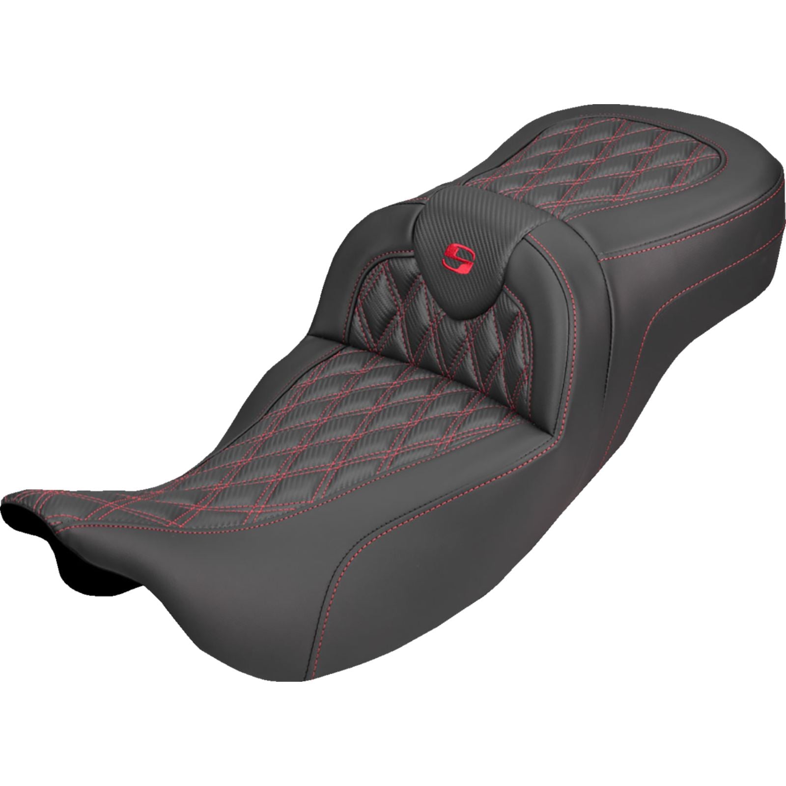 Saddlemen Roadsofa™ Carbon Fiber Seat - Lattice - Red Stitch for FL '08-'25 [MPN: 808-07B-20704]_2308143