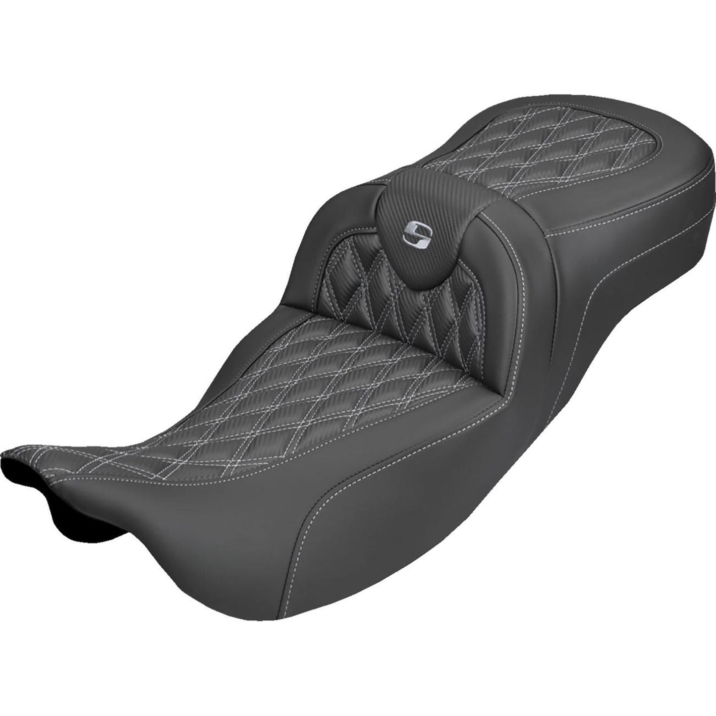 Saddlemen Extended Reach Roadsofa™ Carbon Fiber Seat Silver Stitch FL 08-25 [MPN: 808-07B-20705]_2537730