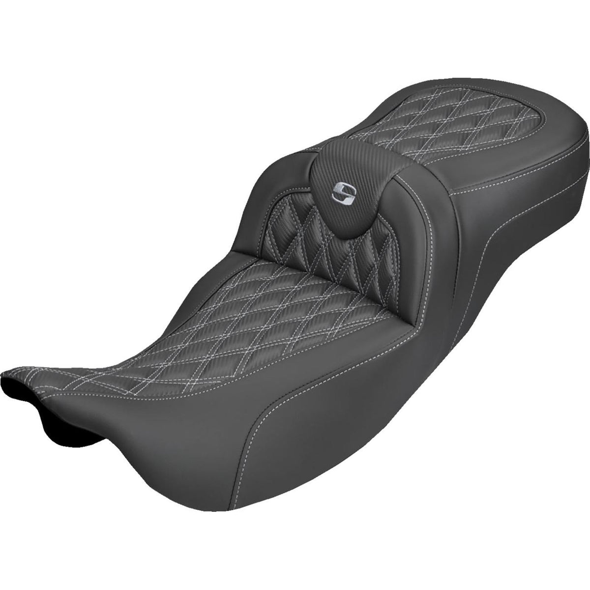 Saddlemen Extended Reach Roadsofa™ Carbon Fiber Seat Silver Stitch FL 08-25 [MPN: 808-07B-20705]_2537730