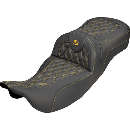 Saddlemen Extended Reach Roadsofa™ Carbon Fiber Seat Gold Stitch FL '08-'25 [MPN: 808-07B-20707]_2537760