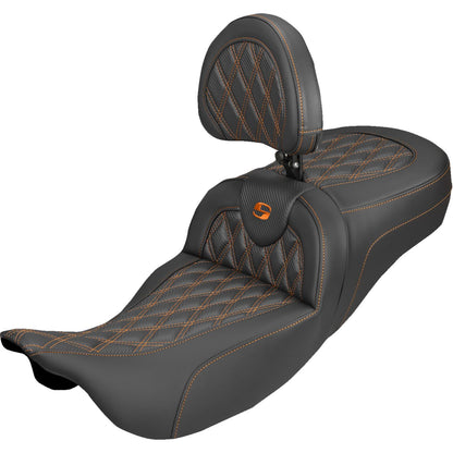 Saddlemen Extended Reach Roadsofa™ Carbon Fiber Seat Orange Stitch FL 08-25 [MPN: 808-07B-207B3]_2307923