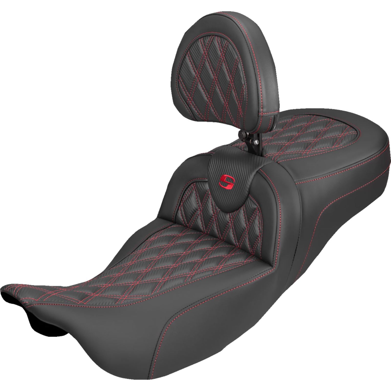 Saddlemen Roadsofa™ Carbon Fiber Seat - Lattice - Red Stitch for FL '08-'25 [MPN: 808-07B-207B4]_2307966